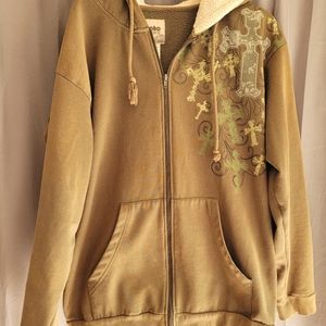 XL no boundaries zip up hoodie olive green